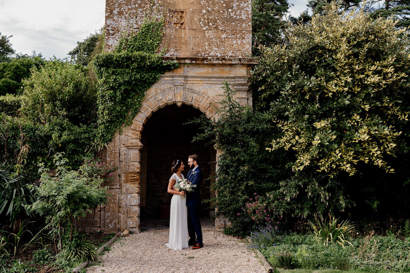 bride and groom portraits at Brympton house
